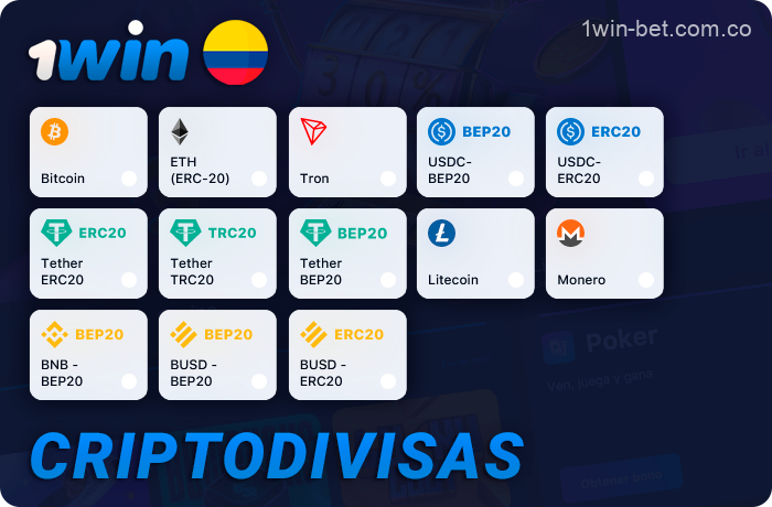 Tipos de criptomonedas para depositar en 1Win