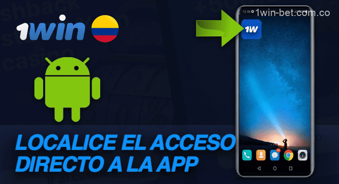Localiza el icono de la aplicación 1win en tu dispositivo Android
